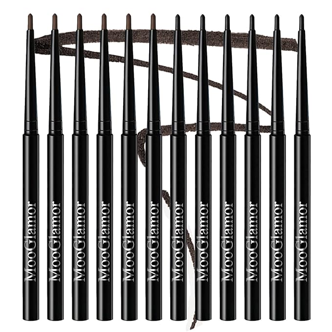 12 Pcs Black and Brown Eyeliner Pencil Gel Eyeliner Pen with Retractable and Waterproof Eye Liner for Bold and Defined Eye Liner (6 Black+6 Brown)