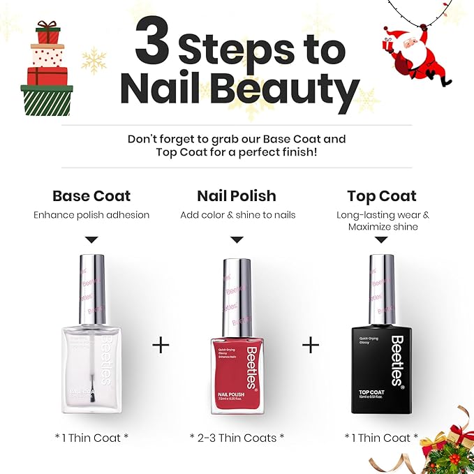 Beetles Red Nail Polish Set Blazing Rose, 6 Colors Dark Red Burgundy Nail Polish Glossy 15ml Enhance Nails Quick Dry Fingernail Polish for Nail Art Manicure DIY at Home Christmas Gifts For Women