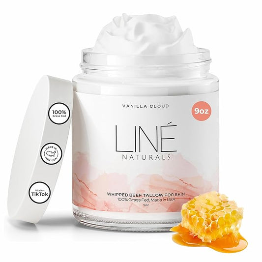 Whipped Organic Grass-Fed Beef Tallow for Skin - 100% Pure, Non-Greasy, Natural Beef Tallow Moisturizer for Face and Body. Honey Beef Tallow Balm – Soothes Sensitive Skin, Absorbs Quickly