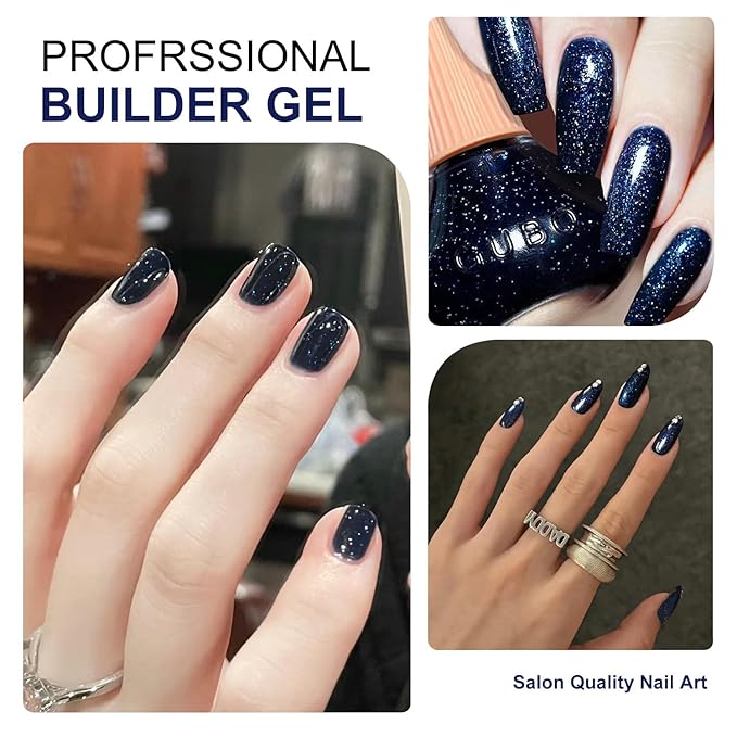 Major Dijit Quick Dry Nail Polish 12ml/0.41fl oz Glitter Midnight Blue Regular Nail Lacquer Fast Drying & Long Lasting Nail Polish Nail Art Effect for Nail Salon