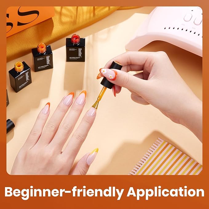 beetles Fall Orange Gel Polish Set, 6 Colors Red Yellow Orange Gel Nail Polish Set Twilight Warmth Collection Uv Gel Nail Art Manicure Gift for Women