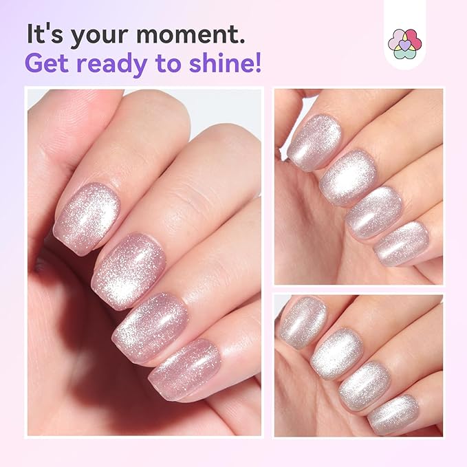 SAVILAND Color Artistry Cat Eye Nail Polish Set: Quick Dry 6 Colors Nail Polish with Magnet 12-Free Fingernail Polish Air Dry Nail Lacquer Bulk for Beginners Glass Bead Effect Manicure Women Gift