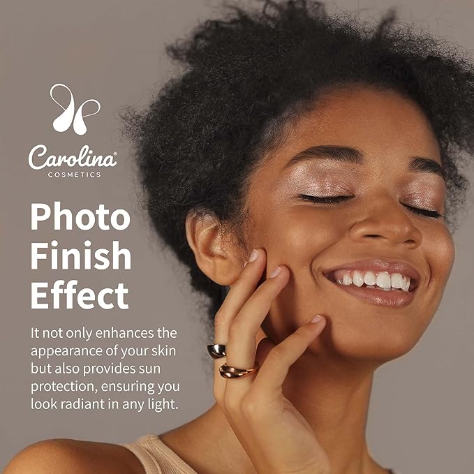 Carolina Cosmetics - Foundation in Golden Goddess Shade Plant-Based - Hydrating, Pore-Minimizing & Buildable Coverage - Vegan, Non-GMO - 1fl oz