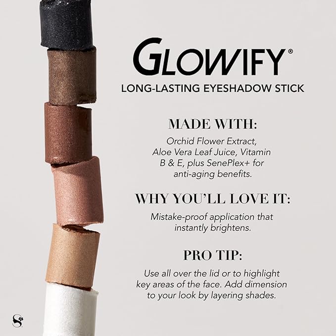 SeneGence Glowify Long-Lasting Eyeshadow Stick, Champagne, Multi-Use Highlighter for Eyes, Cheeks, Brow Bone, Effortless Application with Smooth, Velvety Finish