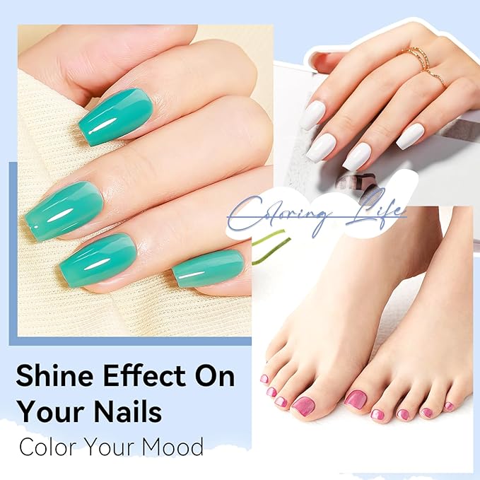 MIZHSE Quick Dry Nail Polish Set, Regular Nail Polish 6 Classic Colors of Milky White Pink Purple Blue Green, Air Dry Nail Lacquer Fingernail Polish for Women, Manicure DIY Nail Art Salon Ideal Gift