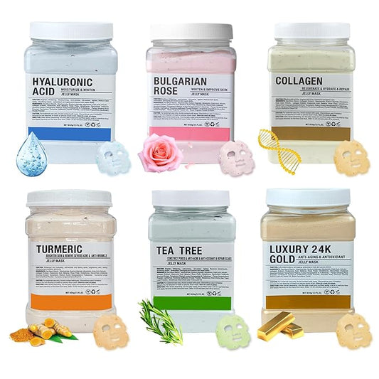Jelly Mask for Facials Professional, Hydrating & Moisturizing Peel-Off Natural Gel Face Mask SkinCare, Professional Spa Use Jelly Face Masks, Deep Hydration & Glow 23 Fl Oz (6 Pack)