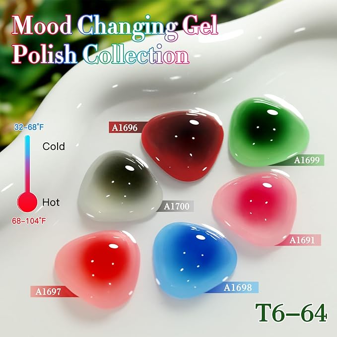 Double Rhythm 6 Pcs 15 ML Gel Polish Set Same Color Same Bottle Soak Off Gel Polish Kit Nail Art Manicure Salon DIY at Home for Women (Burgundy Blue Green Pink Purple -T6-64)