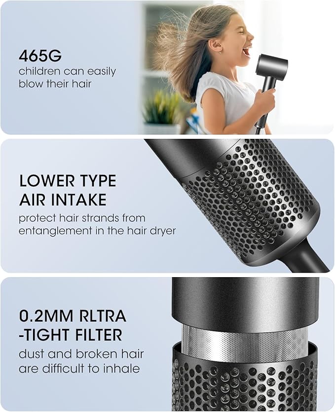 Travel Hair Dryer, 110000 RPM Professional High-Speed,Negative Ionic Care Hair Dryer with Smart Temperature Control for Fast Drying, Low Noise Thermo-Control Hair Dryer-RK200