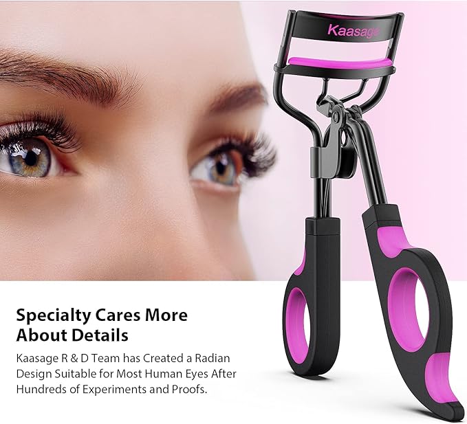 Kaasage Eyelash Curler with Pads, Lash Curler with 5 Extra Silicone Replacement Pads, Achieve Perfect Curls in 5 Seconds