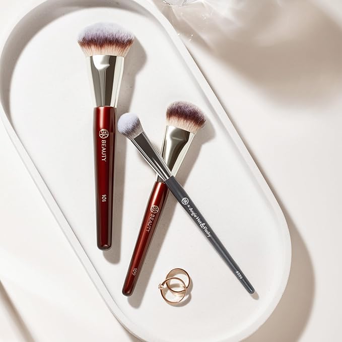 BK Beauty Brushes Set - A506, 109 & 101 Concealer, Contoured Foundation, and Mini Foundation Brushes - Essential Makeup Brush Trio for Flawless Application
