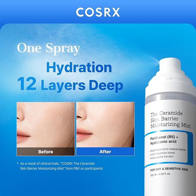 COSRX Barrier Cream Face Mist - Milky Toner with Ceramide & Hyaluronic Acid, Hydrating and Soothing Facial Spray for All Skin Types, 4.06 fl.oz, Korean Skin Care