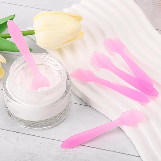 Tbestmax 300 PCS Mini Cosmetic Spatulas 3.2" x 0.6" Disposable Makeup Spatulas, Plastic Spatulas Pink Facial Creams Skin Care Spatulas