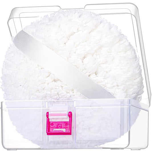 6" Body Powder Puff, Powder Puff for Body Powder and Container, Fluffy Soft Large Powder Puff for Dusting White