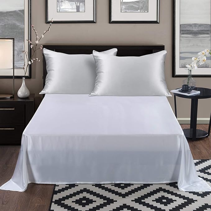 ALASKA BEAR Silk Pillowcase for Hair and Skin, Set of 2 Pure Genuine 22 Momme Mulberry Silk Pillow Cases Queen Size for Bliss Sleep Better Than Poly Satin, Zipper Closure(2pc,Silver)