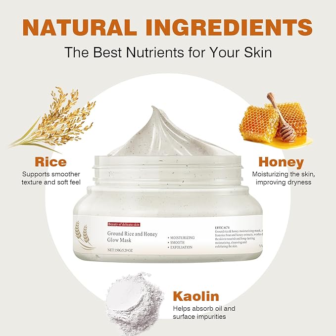 IREV Face Masks Skincare, Rice And Honey Glow Mask, Rice Masks For Face, Hydrating Face Masks For Women, Moisturizing Skincare, Gentle Clay Mask For Dry Sensitive Skin 150g