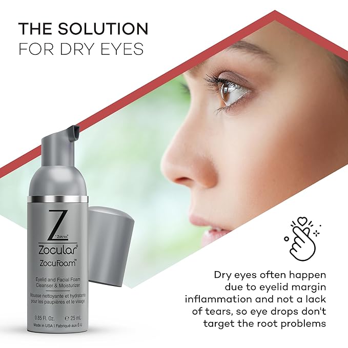 Zocular ZocuFoam Eyelid Cleanser - Foaming Eyelid Scrub - Natural pH Balanced Solution - 25mL