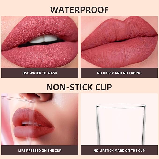 Matte Liquid Lipstick – Long-Lasting High Pigment Nude Pink Lip Color, Soft-Matte Finish, Long-Wearing, Lightweight & Comfortable, Smooth Application & Non-Transfer (Nude Pink)