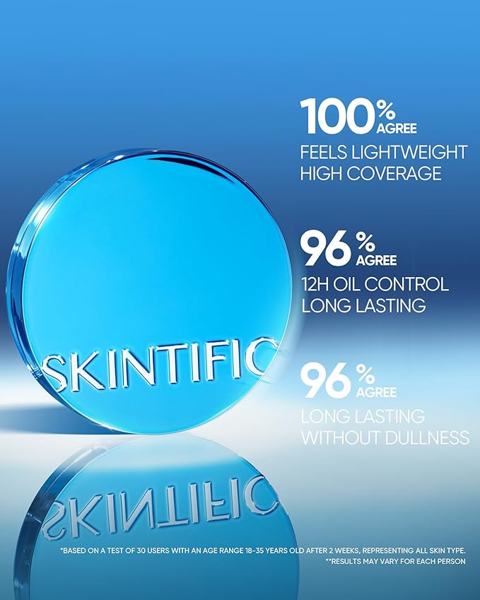 Velvet Matte Cushion Foundation Blue Ultra Cover Powder Foundation, 12h Oil-Control, Lightweight, Long-Lasting, Waterproof Korean Cushion Makeup (02 Ivory)