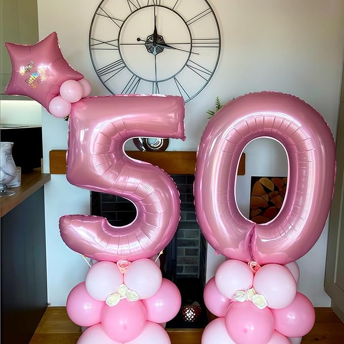 Pastel Pink 6 Balloon Number,40 Inch Light Pink 6 Balloons Large Helium Foil Mylar Number 6 Balloon for Birthday Party Anniversary Decorations