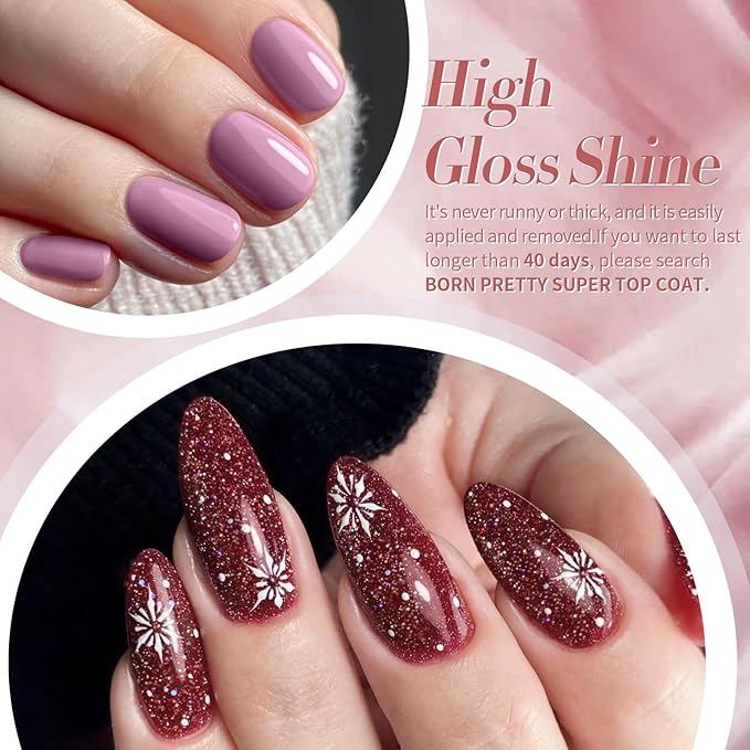 Born Pretty 6 Colors Fall Nail Polish Set - Brown Khaki Burgundy Red Neutral Nude Pink Light Purple Fall Winter Quick Dry Nail Lacquer,Nails Art DIY Home Salon Gift for Women