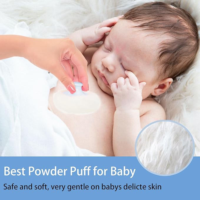 SHIMIDO Body Powder Puff and Container, 3.15" Portable Empty Powder Case Box with Lids for Baby, Women's, Travel and Home Use (White Flowers)