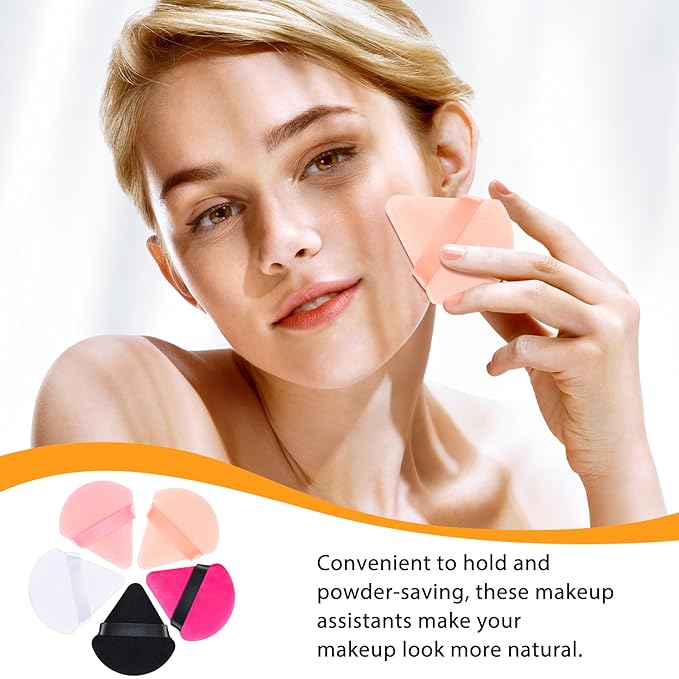 Meanplan 100 Pcs Powder Puff Face Soft Makeup Sponge Triangle Powder Puffs for Loose Velour Cosmetic Foundation Wet Dry Sponge Makeup Tools(Vivid Colors)