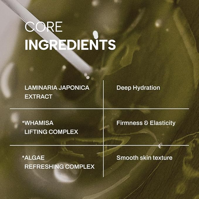 Whamisa Organic Algae Kelp Facial Sheet Mask, De-Puffing, Deep Hydration, Soothing, Moisturizing, Postbiotics, Fermentation (5 PCS/Pack)