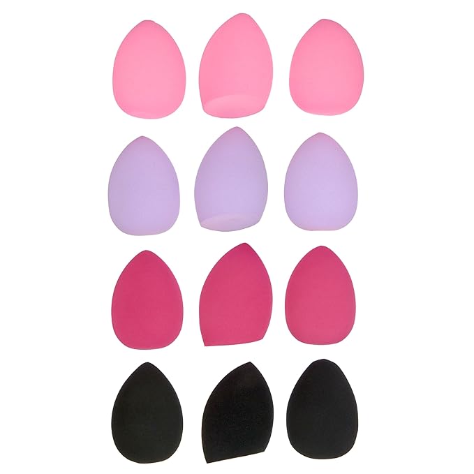 12pc Beauty Blenders Value Pack - Assorted Cosmetic Makeup Sponge Beauty Blender Set For Foundation, Blush, Concealer, Eyeshadow, Contour & Highlighter Bright