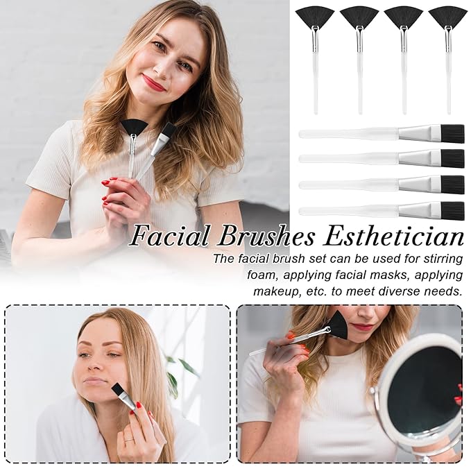 12 Pcs Black Esthetician Supplies for Facials Set 4 Black Facial Bowls Esthetician 4 Facial Brushes Esthetician 4 Flat Brushes Face Mask Cosmetic Applicators for Mud Cream Spa Salon Makeup Women Gift
