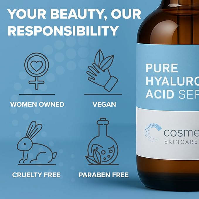 Hyaluronic Acid Serum for Skin 100% Pure-Anti-Aging Serum - Intense Hydration + Moisture, Non-greasy, Paraben-free Hyaluronic Acid for Your Face 8 oz