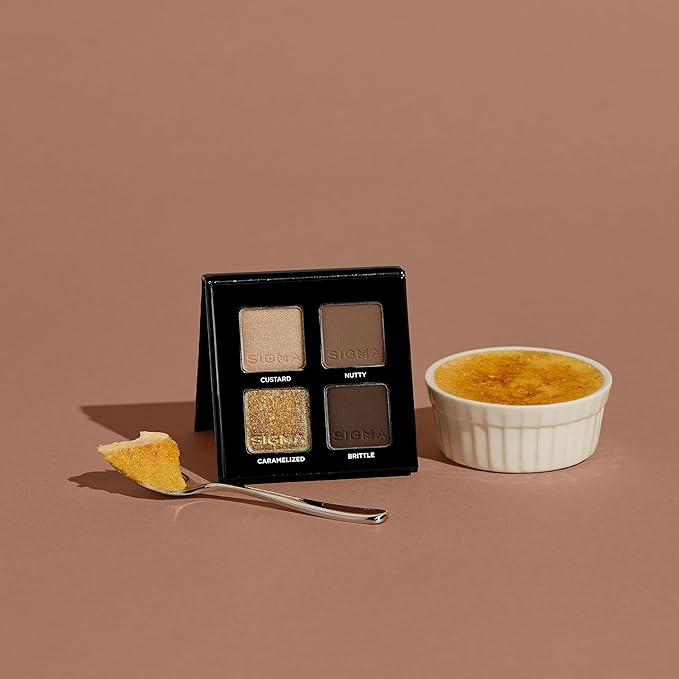Sigma Beauty Quad Eyeshadow Palette – Makeup Eyeshadow Quad with a Buttery Soft Formula and Buildable, Blendable Shades for a Flawless Eye Look, Designed for All Day Wear (Crème Brûlée)