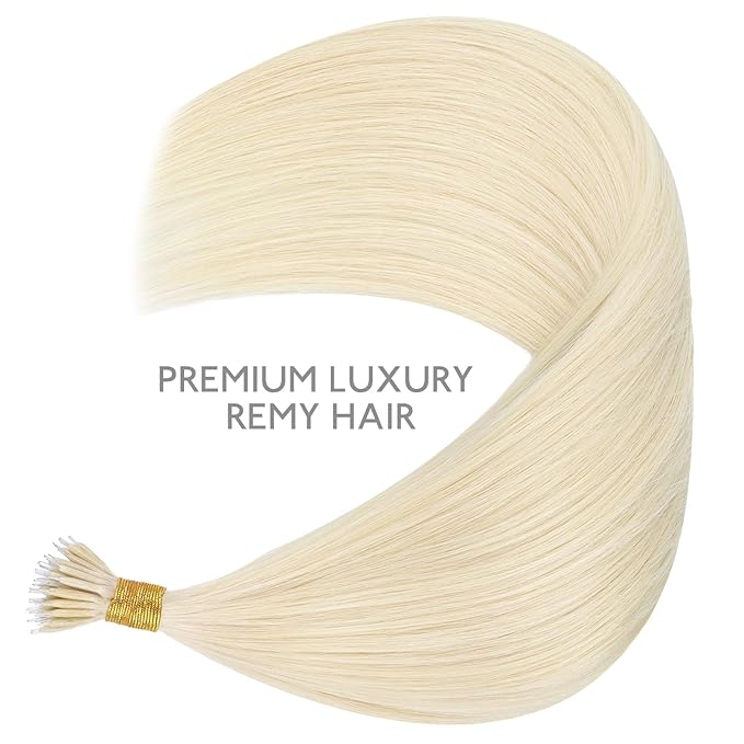 WENNALIFE Nano Bead Hair Extensions Human Hair, 50g 50s 18 Inch Platinum BlondeReal Human Hair Extensions for Women Invisible Nano Ring Hair Extensions Remy Human Hair Extensiones De Cabello Humano