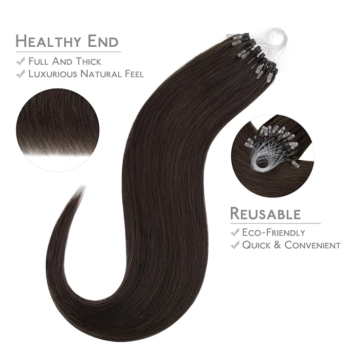 WENNALIFE Microlink Hair Extensions Human Hair, 50g 50s 14 Inch Light Dark Brown Remy Micro Bead Hair Extensions Real Human Hair Micro Link Micro Loop Micro Ring Hair Extensions Invisible Straight