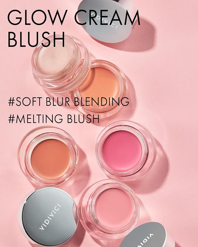 VIDIVICI Millennial Glow Cream Blush 01 Gardenic Pink - Creamy Face Cheek Blusher for Smooth & Silky Skin - Soft Satin Finish with Natural Color - For Fair to Light Skin Tone, 0.21 oz.