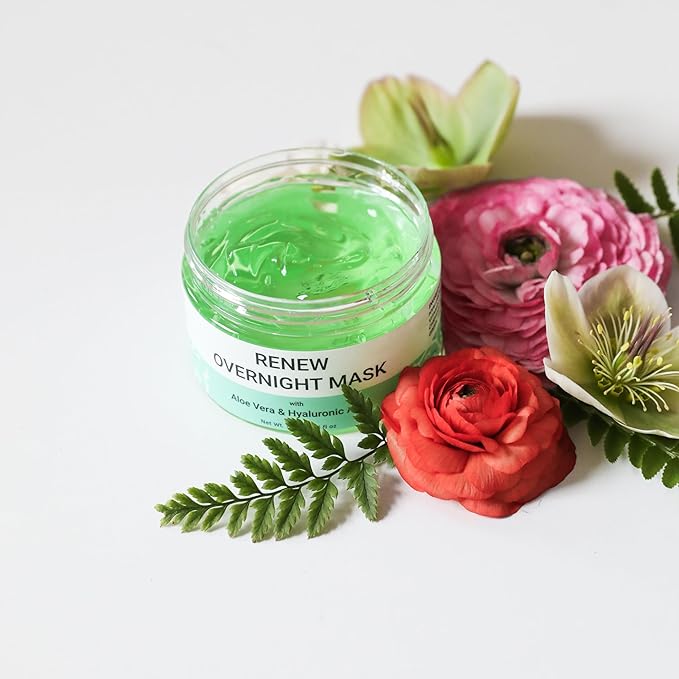 Doppeltree RENEW Overnight Face Mask with Aloe Vera Gel & Hyaluronic Acid, Anti Aging Hydrating Facial Mask for All Skin Types, Night Time Skin Care & Repair