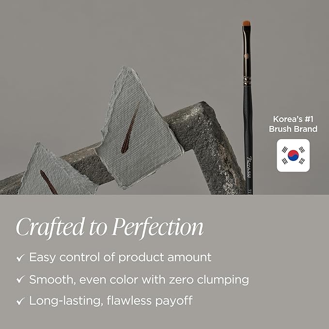 Piccasso 717 Eyeliner Brush – Ultra-Fine Angled Brush for Gel and Liquid Eyeliner, Precision Eye Makeup Tool for Tightlining and Winged Liner, Professional Eye Makeup and Eyeshadow Brush