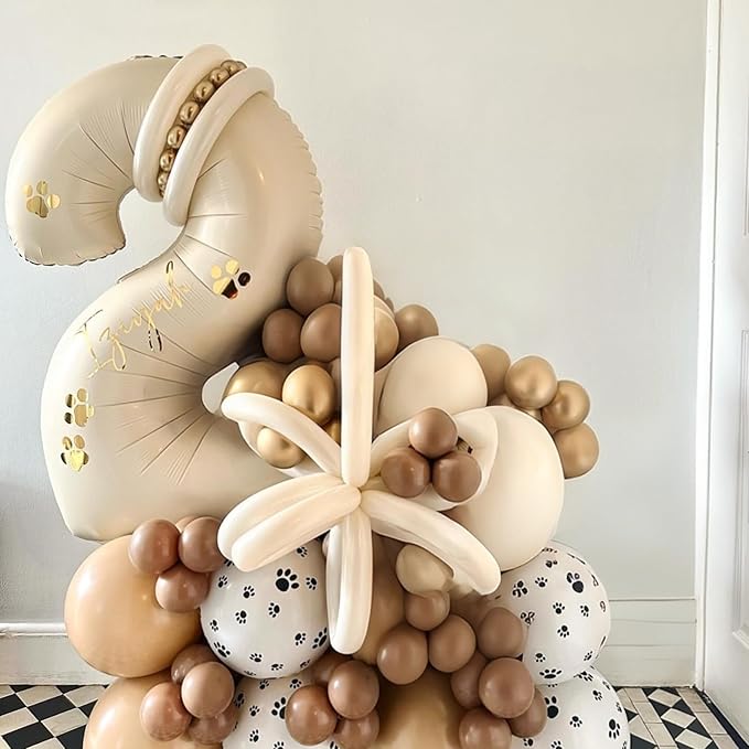 40 Inch Balloon Number 2 Beige, Large Foil Cream Number Balloons Set 0-9 for Men Women, Self Inflating Digital 2 Helium Balloons for Boys Girls 2nd Birthday Anniversary Baby Shower Party Decorations