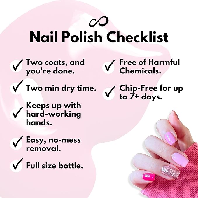 Eternal Glitter Nail Polish Set for Women (PINKY PROMISE) - Light Pink Nail Polish Set for Girls | Quick Dry & Long Lasting Nail Polish Kit for Home DIY Mani Pedi | Made in USA, 13.5mL (Set of 4)