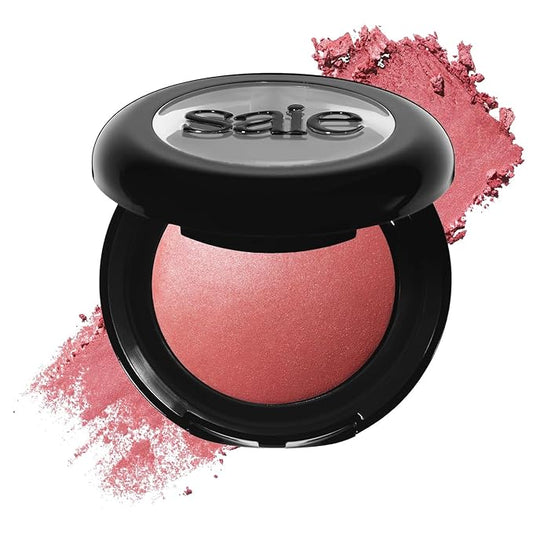 Saie SuperSuede Baked Blush - Talc-Free Powder Blush for All Day Wear - Enriched with Plant-Derived Squalane + Glycerin to Help Moisturize Dry Skin - Mia (0.1 Ounce)