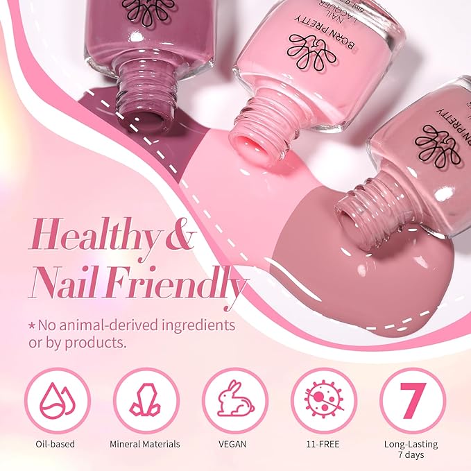 Born Pretty Fall Nail Polish Set, 15 Colors Brown Black White Gray Red Pink Nude Nail Polish Quick Dry Fall Winter Colors Fingernail Polish Kit for DIY Nail Art Salon Home Gift for Women