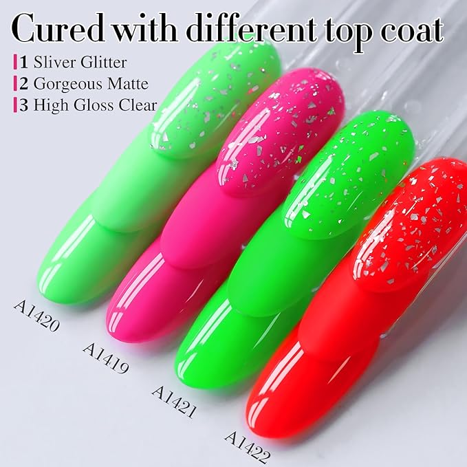 Double Rhythm 15ML Gel Nail Polish Pure Sheer Same Color Same Bottle Soak Off Gel Polish Art Manicure Salon DIY at Home for Women (Neon Hot Pink-A1419)