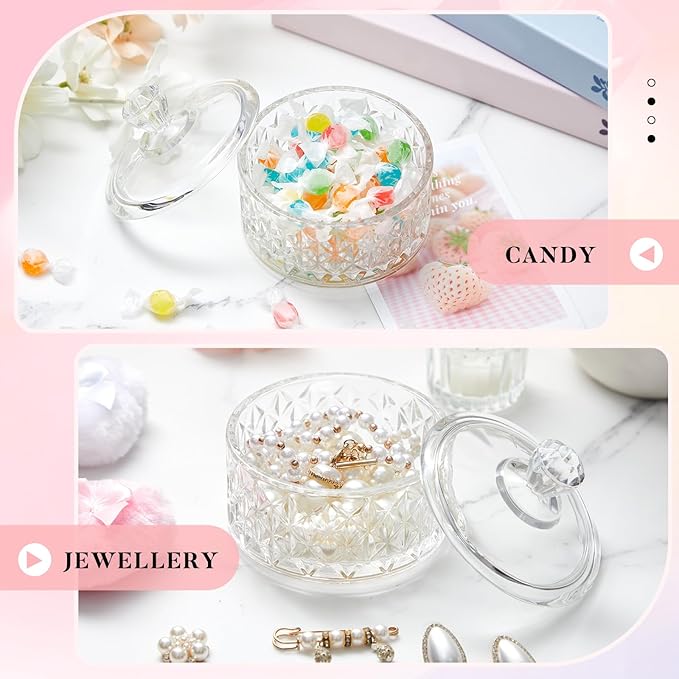 Tioncy 3 Pcs Large Body Powder Puff and Container Powder Container with Puff Crystal Case Soft Washable Reusable Velour Face Body Glitter Wet Dry Makeup(Diamond,Clear)