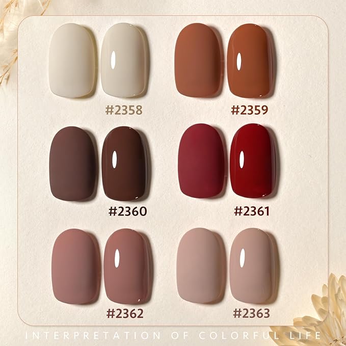 GAOY Gel Nail Polish, Red Brown Nude White Gel Polish Kit for Salon Manicure and Nail Art DIY at Home