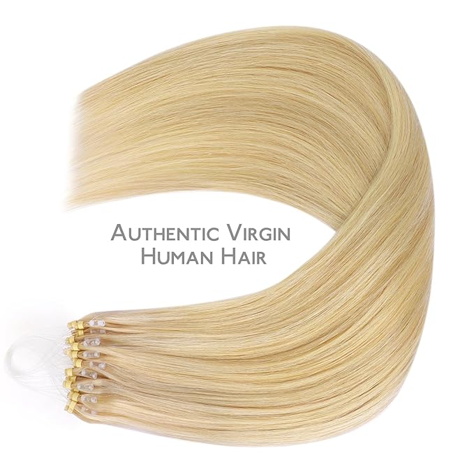 WENNALIFE Microlink Hair Extensions Human Hair, 50g 50s 14 Inch Light Blonde Highlighted Golden Blonde Remy Hair Microbead Micro Link Microloop Microring Invisible Straight Natural Fusion Installation