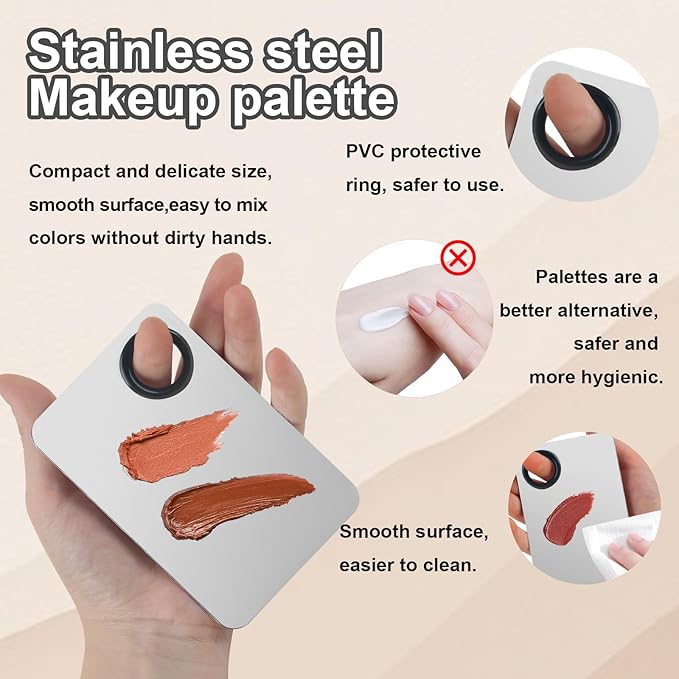 5pcs Professional Makeup Spatula Korean Set with Foundation Spatula Stainless Steel Makeup Palette Acrylic Cosmetic Palette,Reusable Beauty Tools for Facial Cosmetic,Nail Art,Pigment Blending