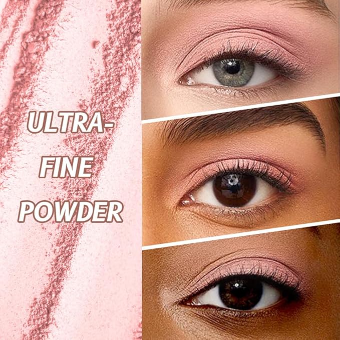 Single Mini Pressed Eyeshadow Makeup Palette, Nude Pink Sparkle Shimmer Glitter Monochrome Cream Eye shadows Palette Brightener Makeup for Older Women, Pigmented Waterproof 01#