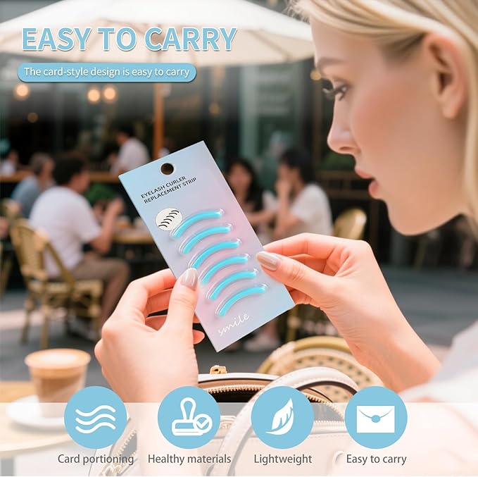 Soft Silicone Rubber Eyelash Curler Refills Compatible with Shiseido, Tweezerman, Revlon, Shu Uemura, Surratt, e.l.f Eyelash Curler for Travel Portable Carry,Cosmetic Accessory,6PCS (Blue)