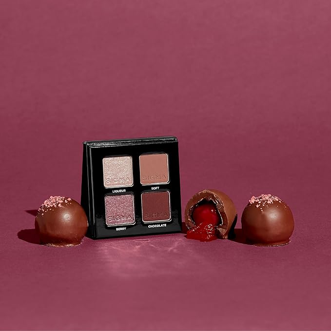 Sigma Beauty Quad Eyeshadow Palette – Makeup Eyeshadow Quad with a Buttery Soft Formula and Buildable, Blendable Shades for a Flawless Eye Look, Designed for All Day Wear (Bonbon)