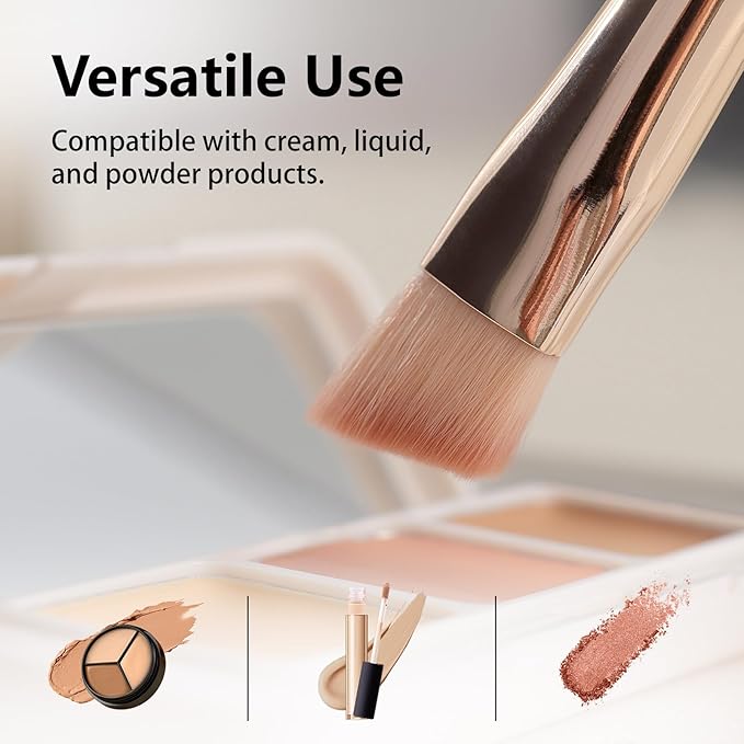 Triangle Concealer Brush, Angled Under Eye Brightening Brush for Liquid Cream Powder Small Nose Contour Foundation Makeup Brush
