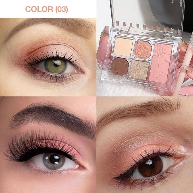5 Colors Eyeshadow Palette Makeup, Matte Shimmer Eye Shadow Palette, Long Lasting Naturing-Looking, paleta de sombras de ojos,Everyday to Eye Makeup Looks,Vegan & Cruelty-free 03#